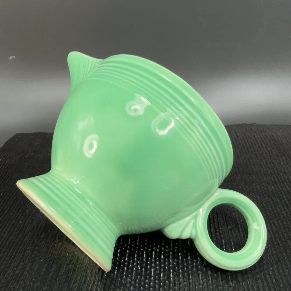 Fiesta Green Fiestaware Small Pitcher Creamer Jug USA Pottery Ring Handle Marked
